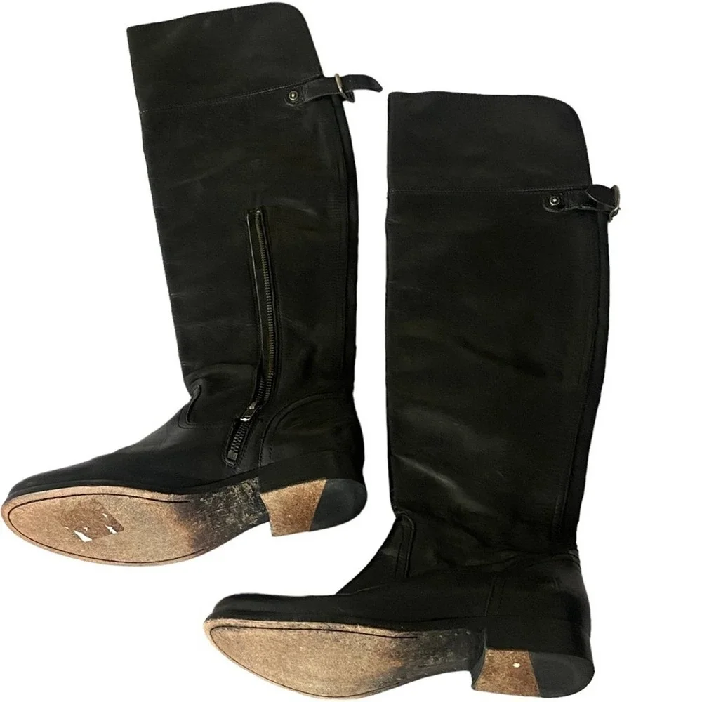 Frye black Leather over knee Western English Melissa boots elastic calf size 7